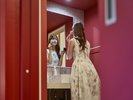 コンセプト和洋室(赤)勾玉をコンセプトに、7つの彩からなるローベッドの和洋室。