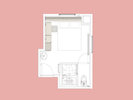 1 Bed Room w/wide view (客室によって上下反転している場合がございます)間取は1 Bed Roomと同様
