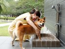 温泉露天風呂付きのスィートの客室にはペット(愛犬)用足洗い場完備