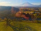 富士山と桜の空撮写真です。