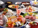 秋冬の飛梅会席(例)旬魚のお造りや伊予牛『絹の味』ステーキ※画像の盛合せは2名様盛となります