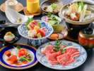 【特選和牛すき焼き会席】もも肉とロース肉を合わせてお一人様150gをご用意!すき焼きで食べ比べてみて♪