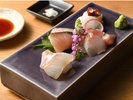 夕食一例 常磐もの鮮魚を中心とした旬のお造り