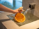 【展望浴場 萩姫の湯】かけ湯 ご入浴前に自家源泉と市営泉のブレンド泉でかけ湯をどうぞ
