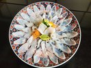 たこ刺(単品注文) うっすらと霜降りした活だこをスライスした一皿※画像は4人盛、不漁時は品切れ