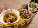 【土地の恵み会席/秋】網茸卸和え・胡桃と柚子すり流し・みずこぶ醤油漬け(9月〜11月)