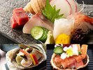目にも鮮やかな、海の幸を中心とした会席料理をお楽しみください