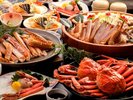 松葉蟹フルコースのお料理に茹で蟹(半匹)ついた、食べごたえたっぷりコース