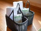 お部屋には籠バックをご用意。貸切風呂に向かう際にご利用ください。