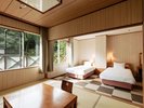 【和洋室(バス付)/42平米】6畳の和室とツインルームが1つになったお部屋