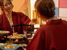 乾杯のひと口から、宝生亭会席の夕食がはじまる