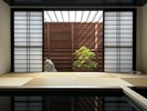 2024年5月オープンの半露天貸切風呂「椛」。畳越しに椛を眺めながらの湯浴みは格別です。