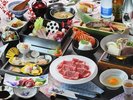選べるあか牛の豪華会席_馬刺し、あか牛、イセエビ