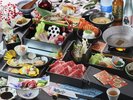 選べるあか牛の豪華会席_馬刺し、あか牛、イセエビ