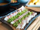 博多の名物料理の一つ「ごまカンパチ」(朝食料理一例)