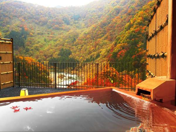 露天風呂付客室(和室)からの紅葉の眺め