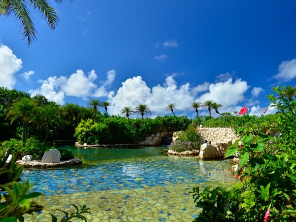 【シギラ黄金温泉（リゾート内）/ジャングルプール】水着で入るジャングルプールです