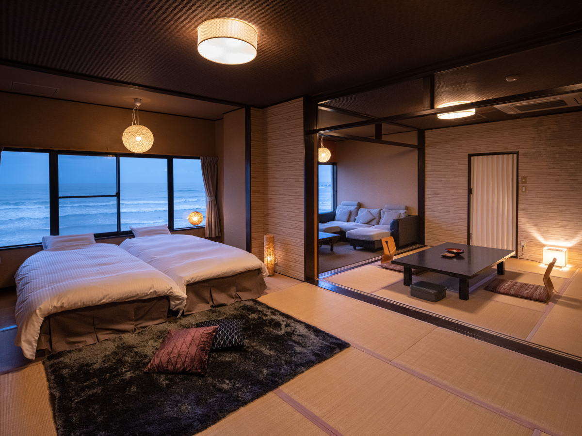 和室二間ベッド◆春日◆広々とした客室で海を眺めながらお寛ぎ下さい♪
