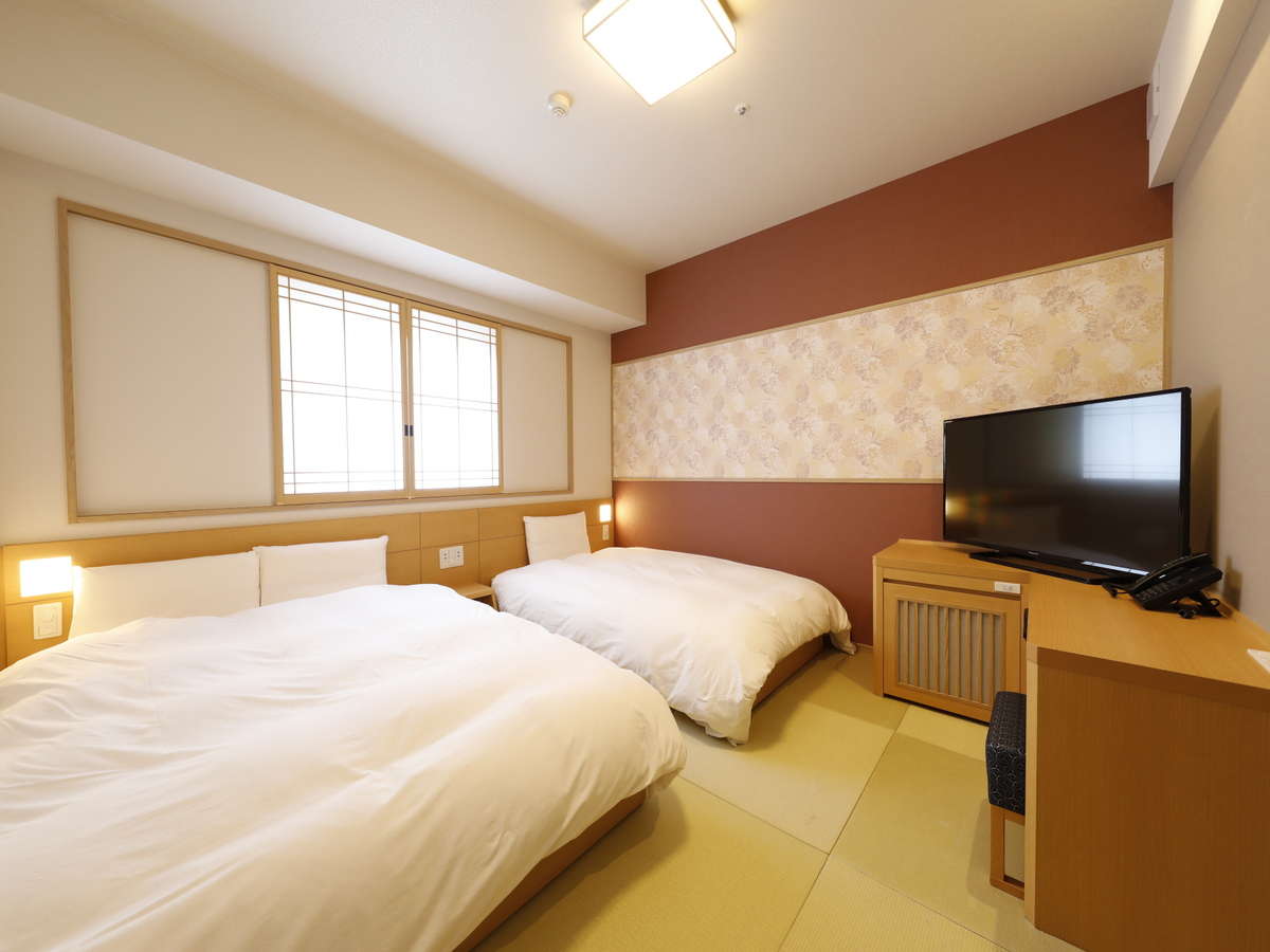◆ツインルーム(19.35㎡客室は畳敷きにてご用意サータ社製ベッド(110-120cm×195cm)