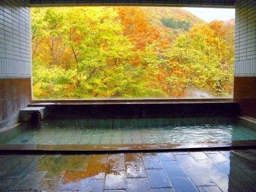 栗駒山麓を望む眺望風呂