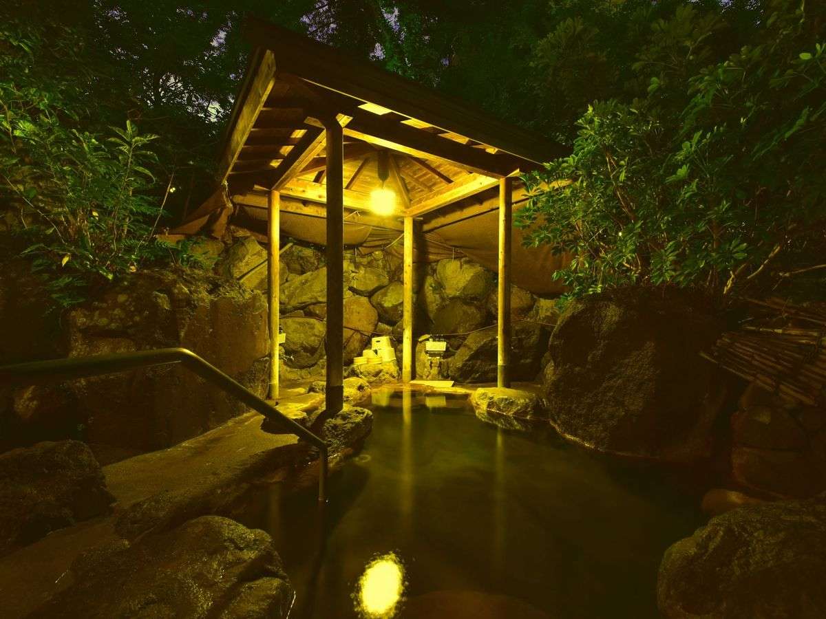純日本庭園に囲まれた、ひっそりとした趣の庭園露天風呂で、豊泉荘ならではの温泉が楽しめます（