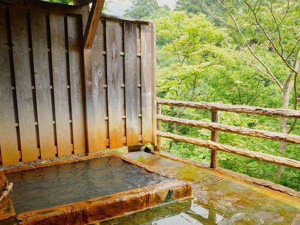 山の景色を楽しみながら入る貸切露天風呂