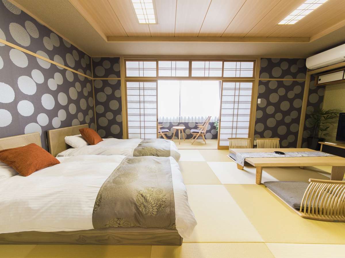 DX和室イメージ◆ベッドは世界のシモンズベッドを使用◆広めのお部屋となっております。