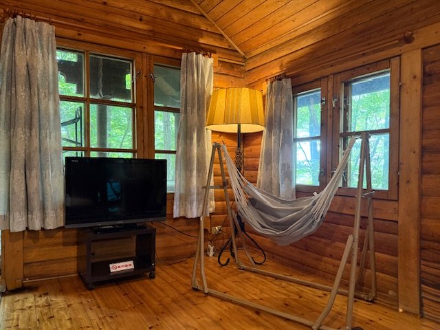 ハーフハンモックを置いてみました。のんびりしてください。