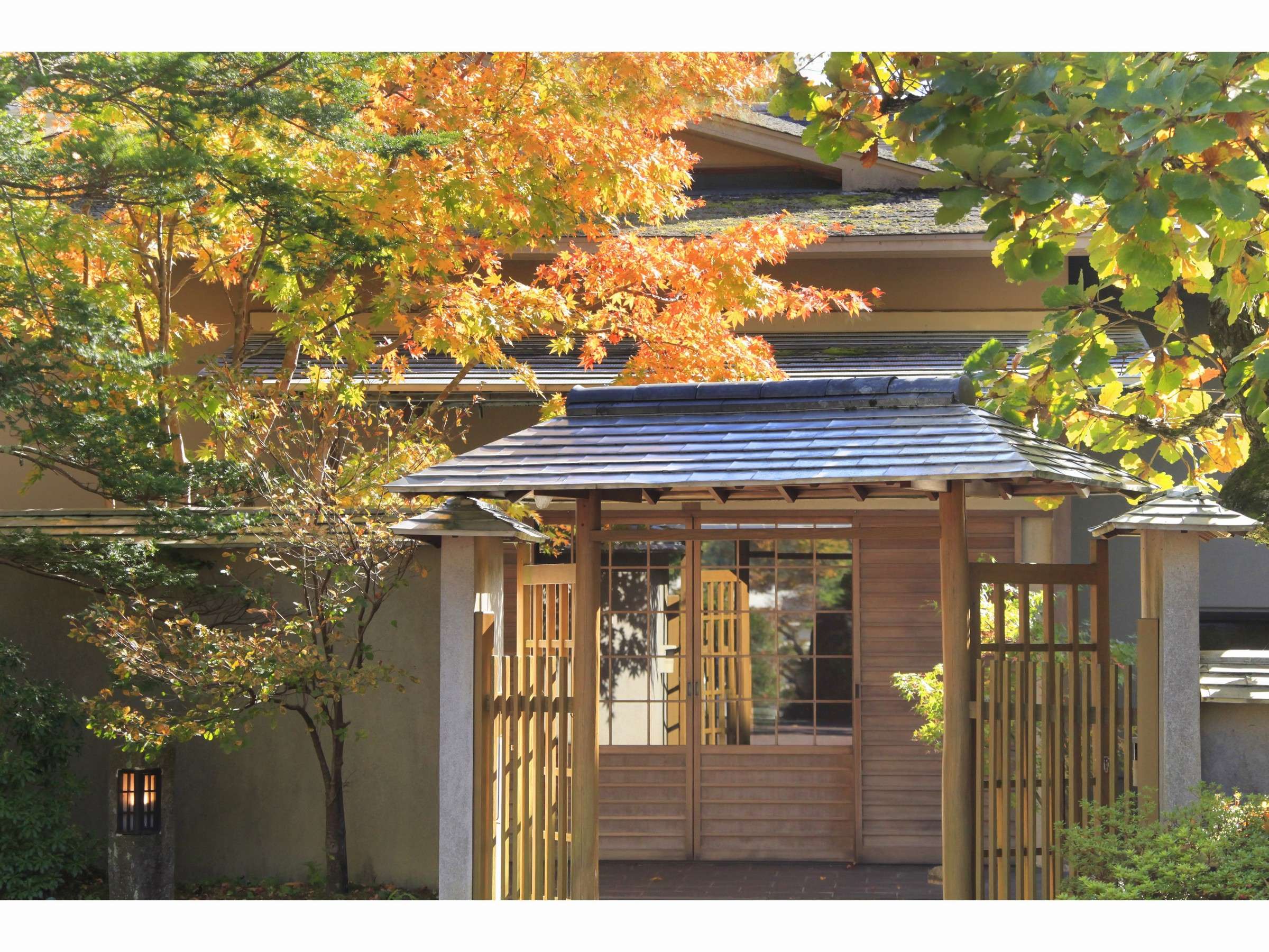 紅葉が美しい玄関