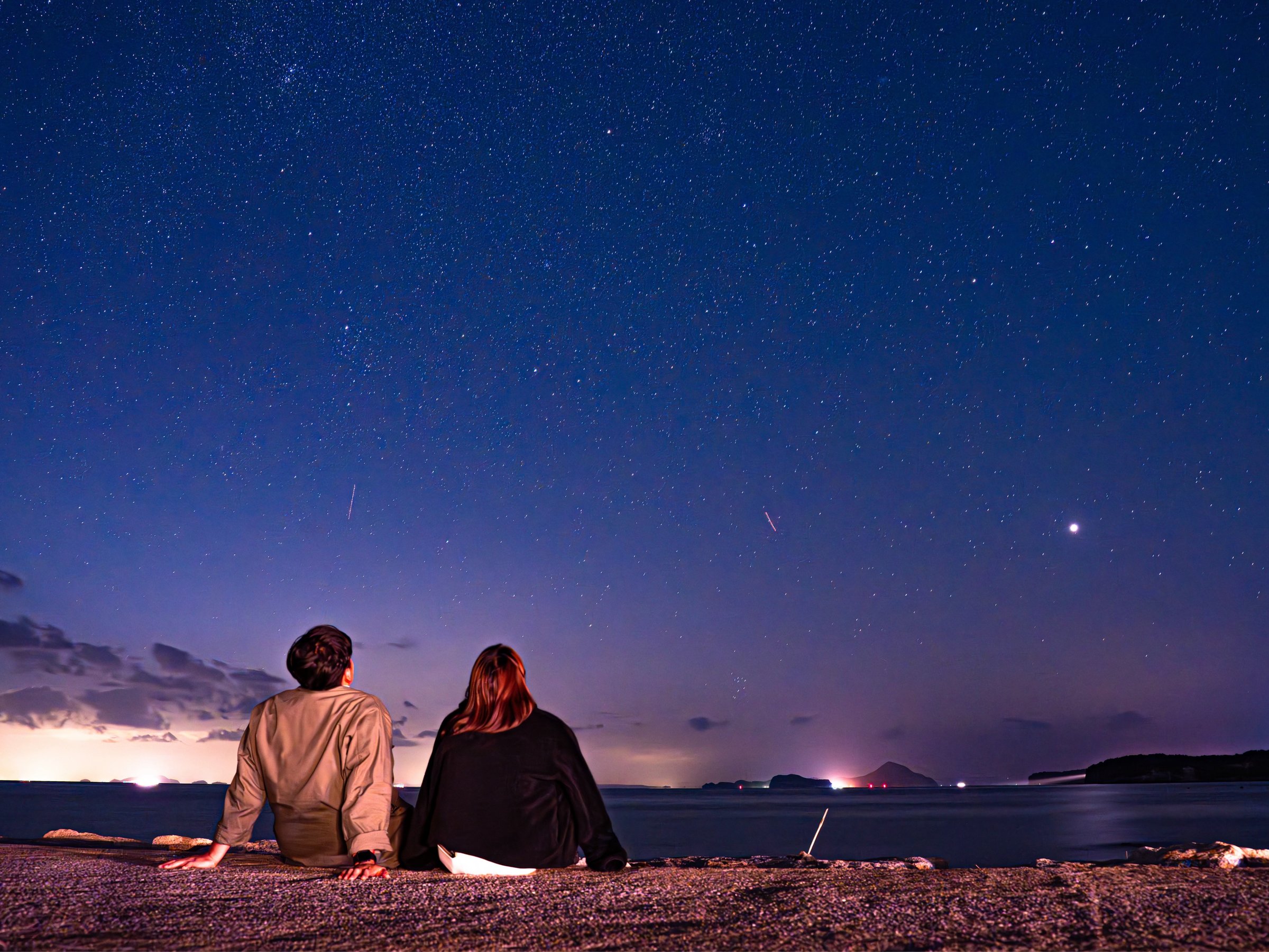 波の音を聴きながら星空鑑賞