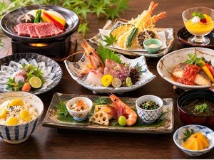 【極みの豊後幸会席】※写真はイメージです 臼杵ふぐの薄引きとA4ランク以上の「おおいた和牛」を贅沢に