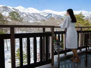 ■トップフロアアルプスサイドからの冬の白馬三山
