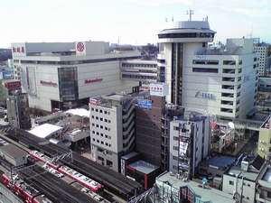 ツイン・ダブル(西側)眺望の一例 名鉄・豊田市駅と松坂屋が目の前にあります(眺望はご指定頂けません)