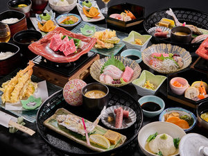 スタンダード会席(一例) 地元食材とあか牛の陶板焼きで熊本の味をご堪能下さい