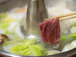 *夕食_但馬牛のしゃぶしゃぶ(一例)