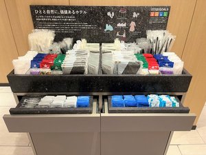 アメニティは1階フロントのアメニティバーよりご自由にお持ちくださいませ。