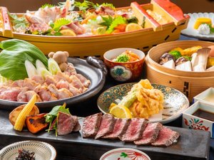 スタンダード郷土会席に、大分和牛ステーキを追加した贅沢プラン
