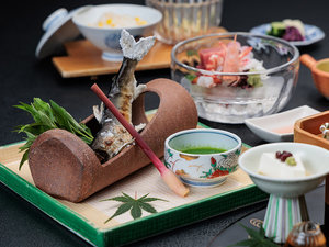 2026夏「松」(6.16〜9.15予定)焼肴は鮎の塩焼きをご提供いたします。