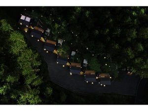 上空からのふじ・ふもとの森(夜)