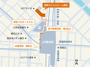西鉄ホテルクルーム博多までのアクセスマップ
