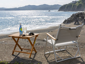 チェアリング当館前の砂浜でゆったりチェアリング
