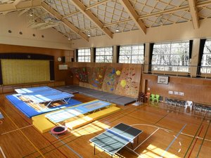 ボルダリングやトランポリンで遊んでいただけます。ボールやバドミントン、卓球でも遊べます。