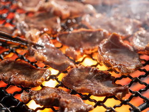 【夕食】ライブキッチン 豚タンの炙り焼き 上州ねぎの塩ダレをつけてお召し上がりください