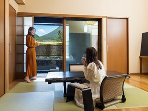 客室から見える由布岳