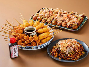 朝食ビュッフェ|大阪グルメ大集合。串カツ、たこ焼き、なにわの太麺焼きそば。