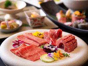 【亜李蘭離宮コラボ】メイン4種一例。厳選された極上の和牛を贅沢に。