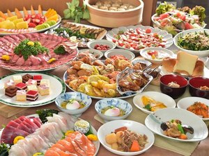 朝食バイキング*和洋中の種類豊富な内容は連泊でも飽きない楽しさ♪