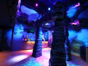 【海のようなフロントで恐竜ロボットがお出迎え】深海のような幻想的なフロント♪