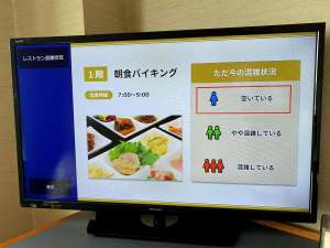 朝食会場混雑状況システム。客室のテレビから確認ができます。