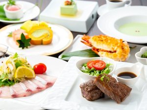 【Dinner】グレードアップ_おおいた和牛のサーロインとフィレをステーキで贅沢に食べ比べ